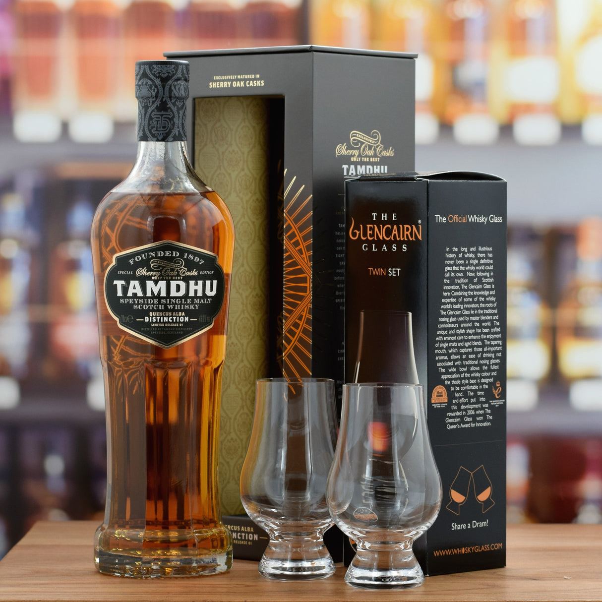 Tamdhu Distinction with Whisky Glasses