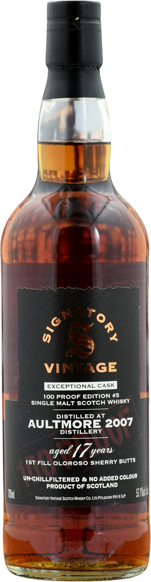 Aultmore 'Signatory' 100 Proof Exceptional Cask' 2007 / 17 years old 57.1%