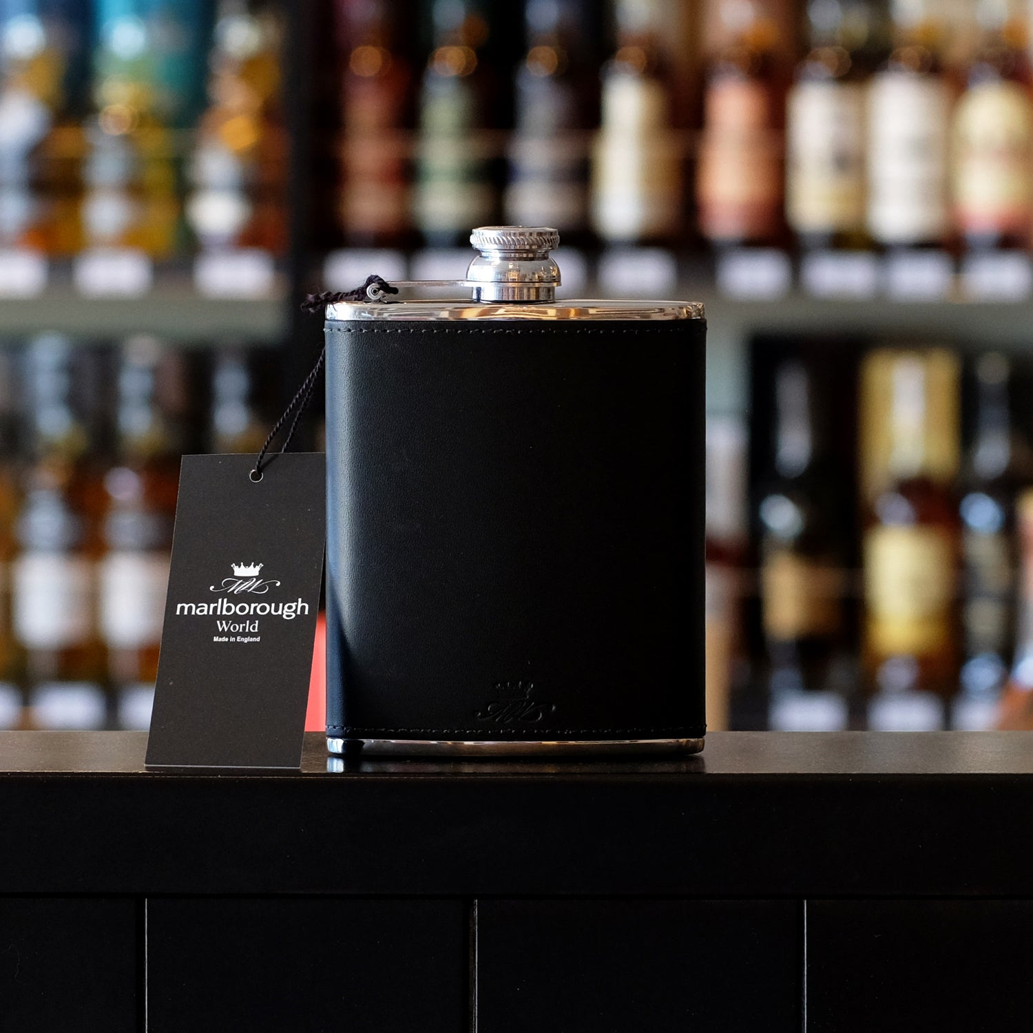 Black Leather 6oz Hip Flask