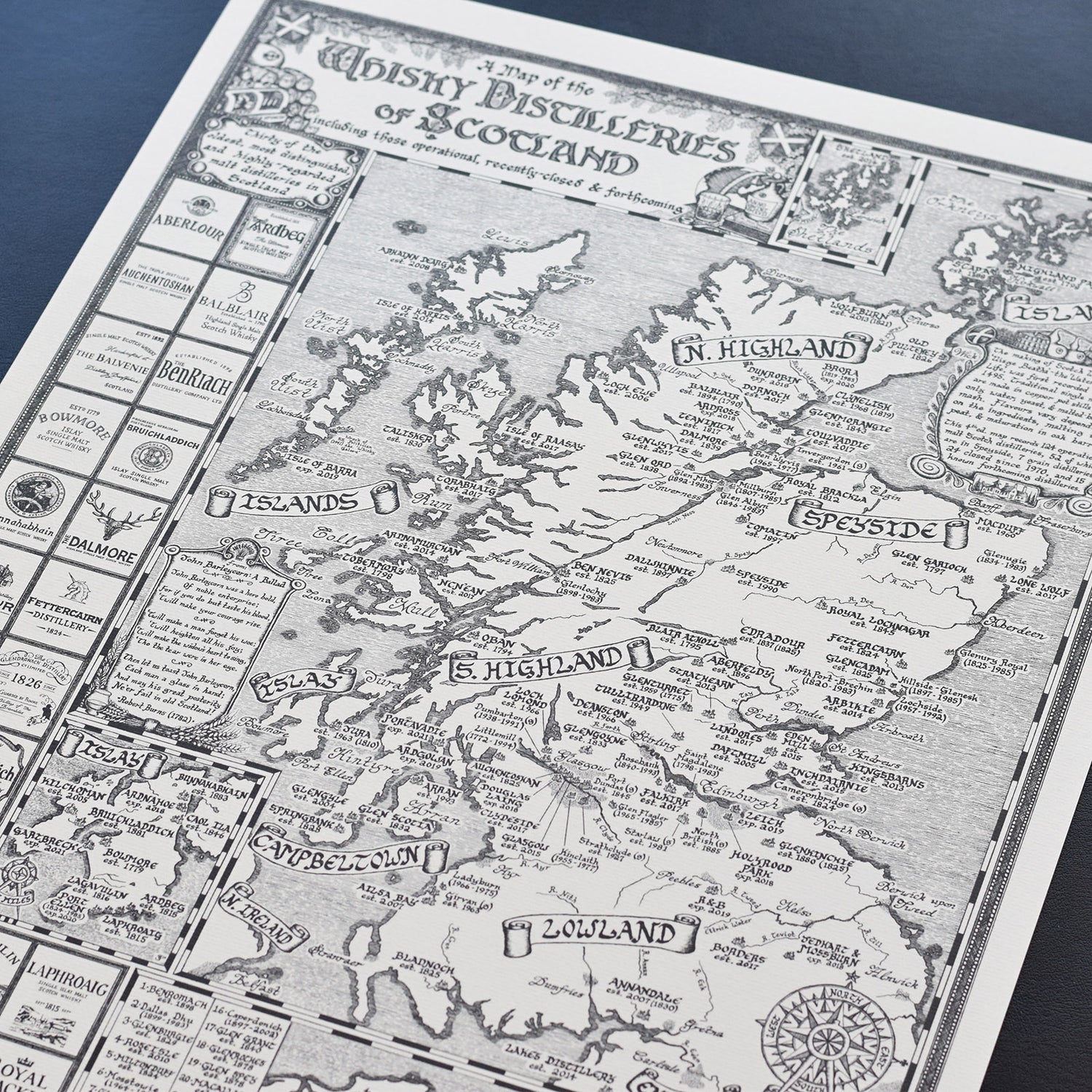 Manuscript Whisky Map Limited Edition Print